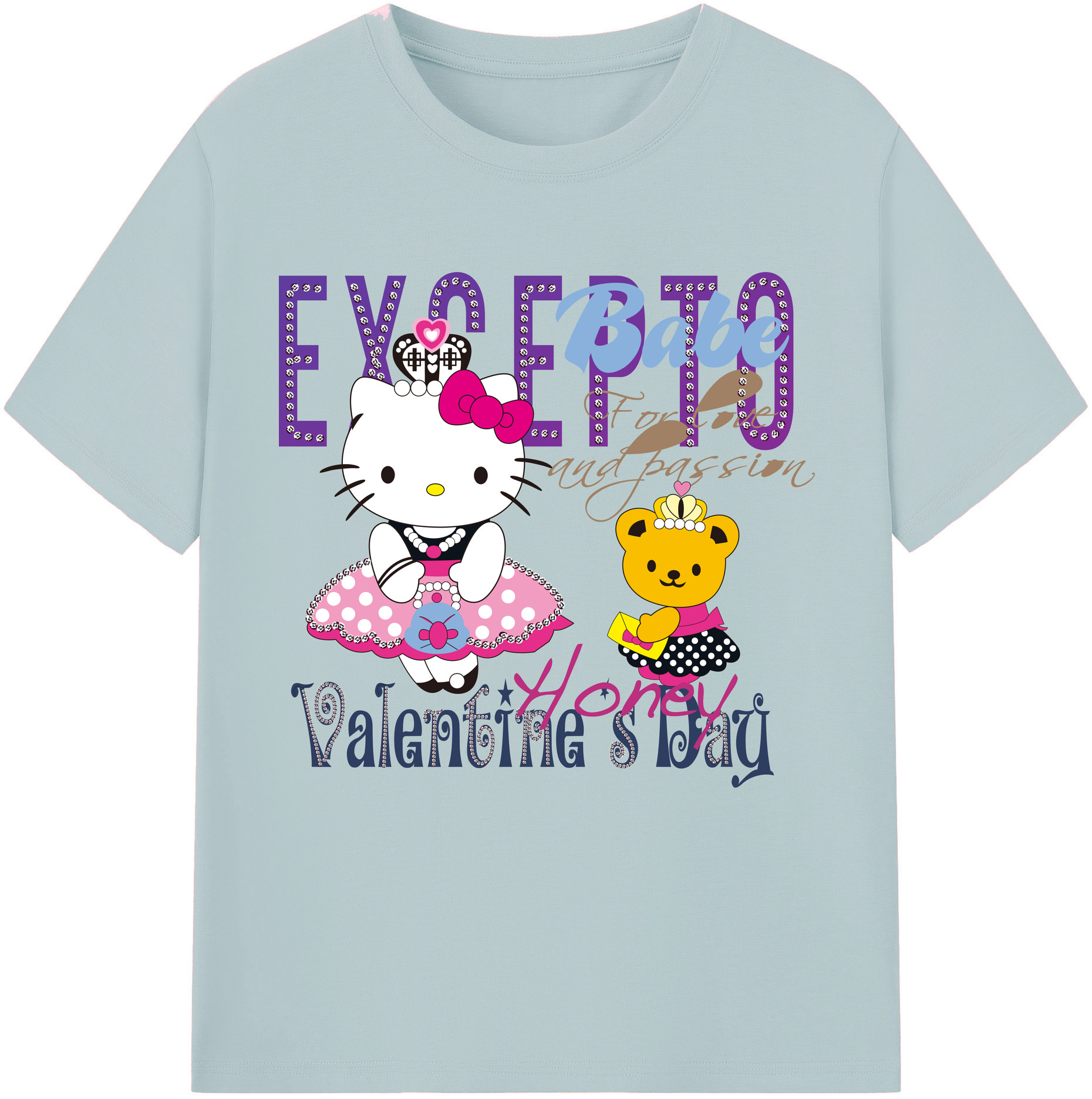 （画像用） Hello Kitty ハローキティ 綿100％半袖Tシャツ（フロントプリント）